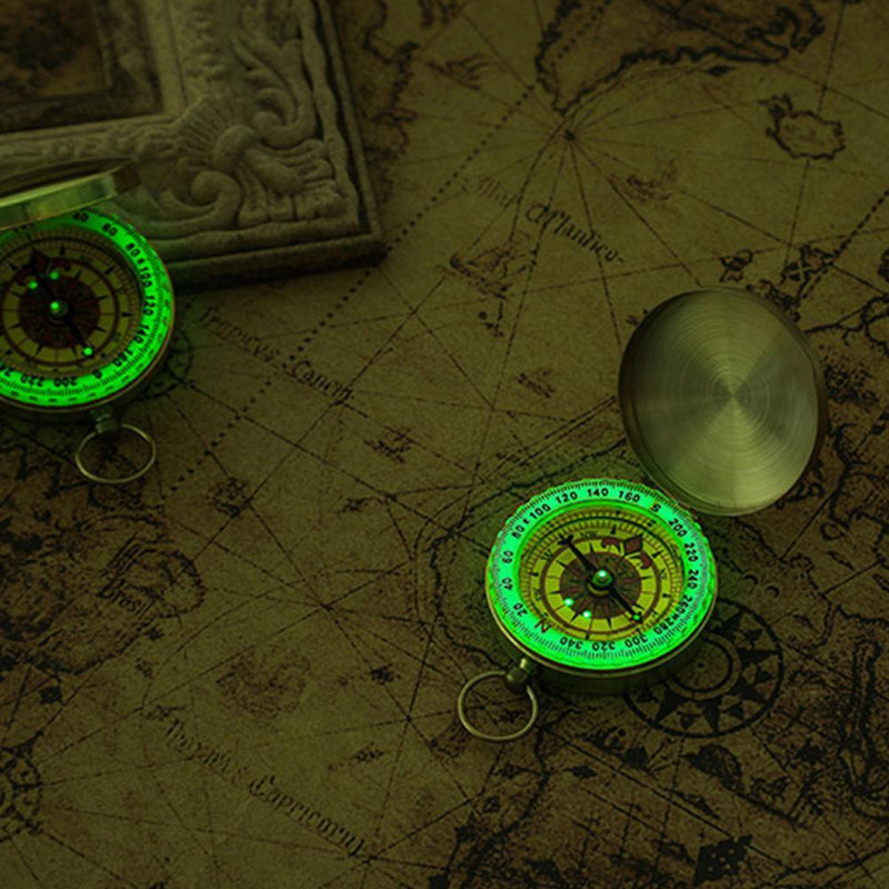 Mini Portable Copper Navigation Compass Outdoor Luminous Flip Compasses
