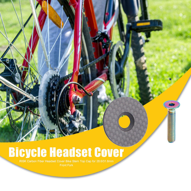 RISK Bicycle Headset Cover Carbon Fiber MTB Road Bike Stem Top Cap (31.8mm)