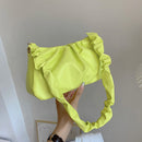 Fashion Women Casual PU Leather Solid Color Small Pleated Underarm Shoulder Bags