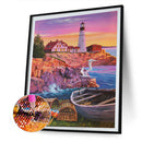 5D DIY Diamond Painting Seaside Lighthouse Full Round Drill Art Crafts Mosaic