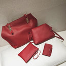 4pcs/set Simple Leather Shoulder Handbags Clutch Card Holder Women Composite Bag