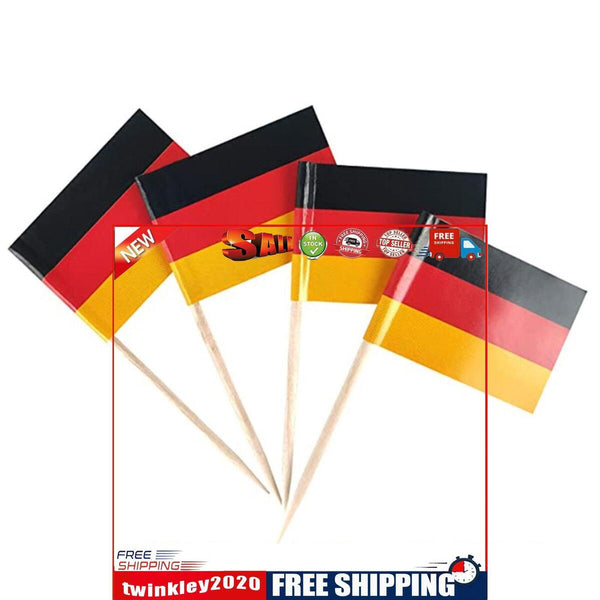 Germany Toothpick Flags - Mini Stick Cupcake Toppers & Country Party Decors