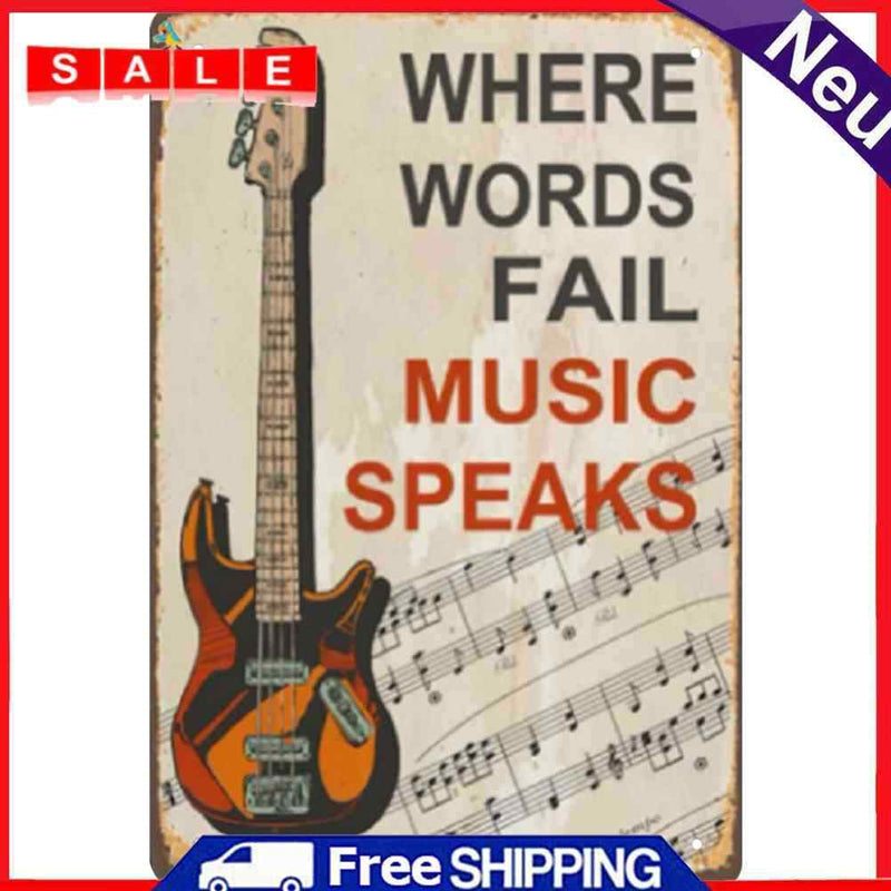 Guitar Retro Metal Plate Tin Sign for Bar Pub Club Cafe Wall Poster Home Decor