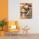 Hand Painted Oil Paint Kill Time Picture Colouring Egret Birds Pattern Artcraft