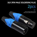 1 Pair XLR 3Pin Male Female DIY Audio Cable Connectors Solder Plug (Blue) Newly