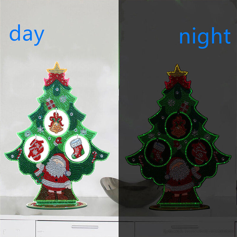 Christmas 5D DIY Luminous Diamond Xmas Tree Hanging Pendant Prop for Home Party