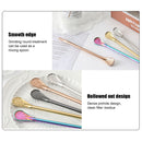 Stainless Steel Spoon Tea Filter Drinking Straw Bar Accessories (Golden) Newly