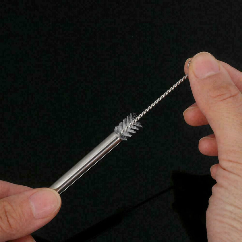 Portable Telescopic Drinking Straw Steel Cleaning Brush W4M5 Straw U2B3