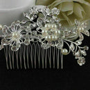 Bridal Wedding Flower Pearls Hair Comb Clip Diamante Rhinestone Women's I4 E6B4