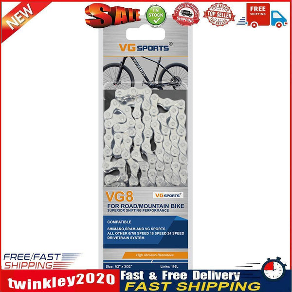 VG Sports Bicycle Chain Steel 116 Links Mountain MTB Road Bike Chain (8s) Newly