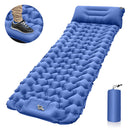 Outdoor Sleeping Pad Built-in Foot Air Pump Camp Inflatable Mattress (Blue)