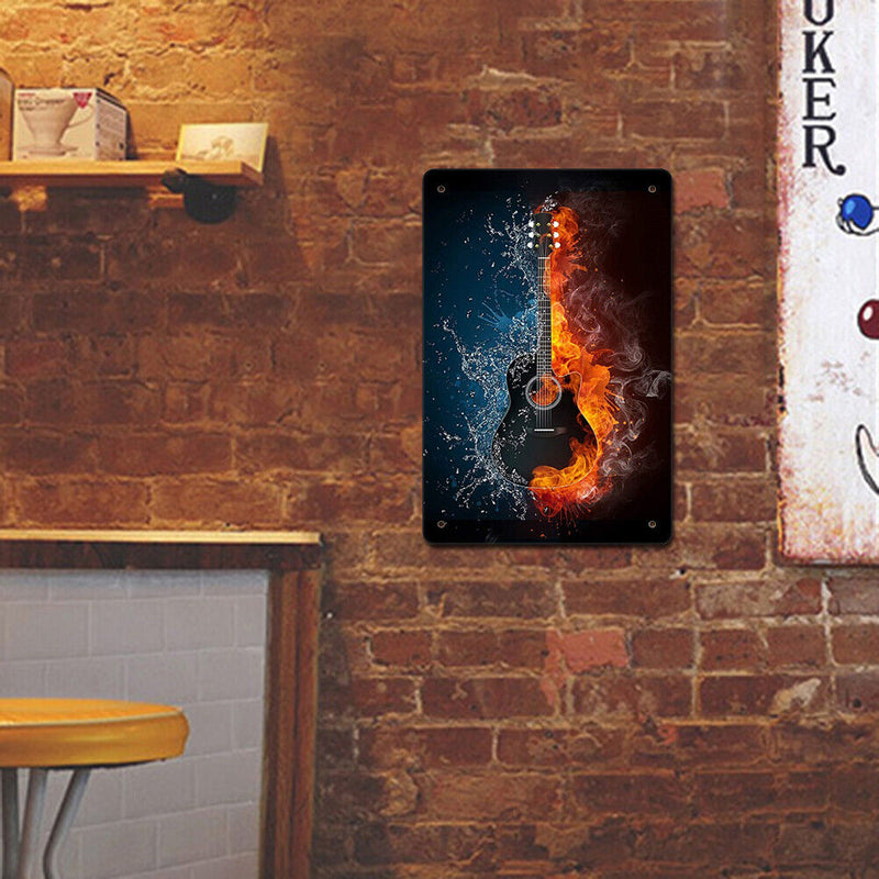 Metal Signs Guitar Iron Painting Home Metal Wall Art Plaque Poster 20x30cm