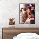 DIY Hand Painted Paint By Numbers Oil Canvas Pictures Aboriginal Girl Wolf Kit