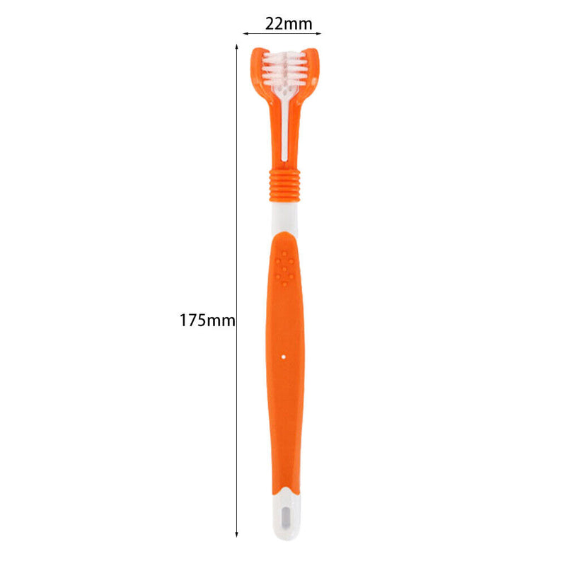 Three Sided Pet Toothbrush Dog Soft Brush Bad Breath Tartar Tool (Orange)