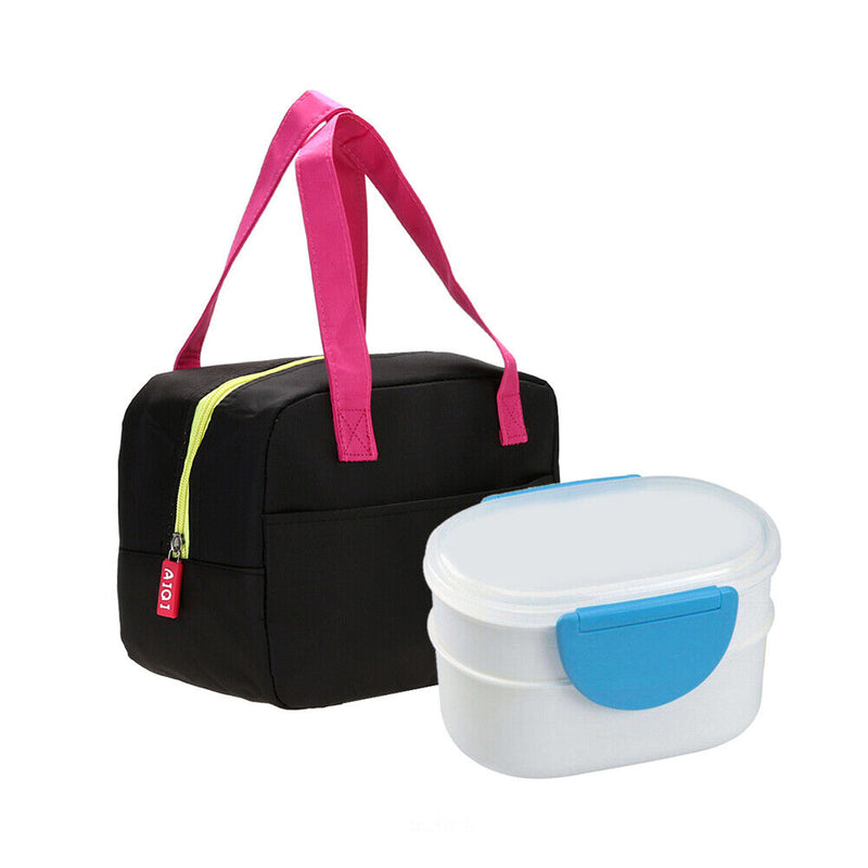 Portable Waterproof Thickness Insulated Picnic School Lunch Bag (Black)