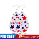 Teardrop Independence Day Red Blue White Star Leather Earrings