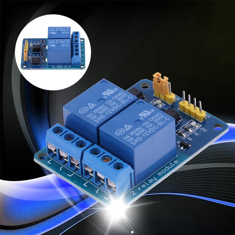2CH 12V Relay Module with Optocoupler Insulating LED Light PLC Control Newly
