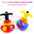 LED Light Up Flashing UFO Spinning Top Funny Music Gyro Christmas Gift Kid x 1#