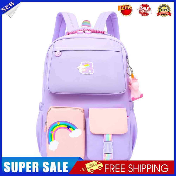 #A Korean Fashion Backpack Rainbow Shoulder Strap Teenage Children Travel Book B