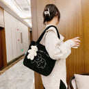 Portable Plush Shoulder Handbag Pendant Women Top-handle Bag (Black Sheep)