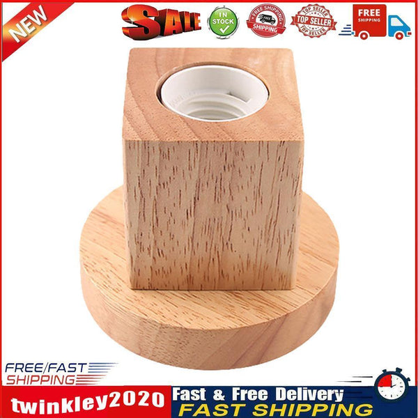Solid Wood Table Lamp Base E27 220V Wooden Light Holder w/Switch Line (B) Newly