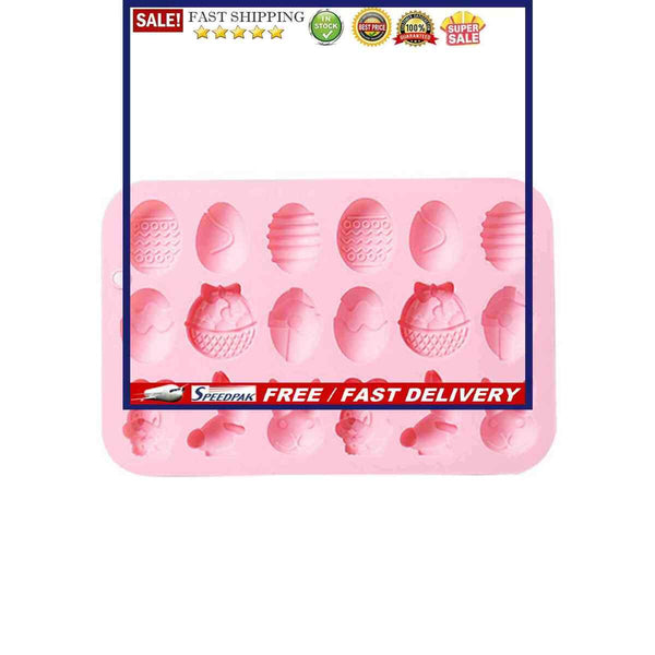 Fondant Moulds Easter Egg & Bunny Silicone Mold Tray for Candy Cake Chocolate