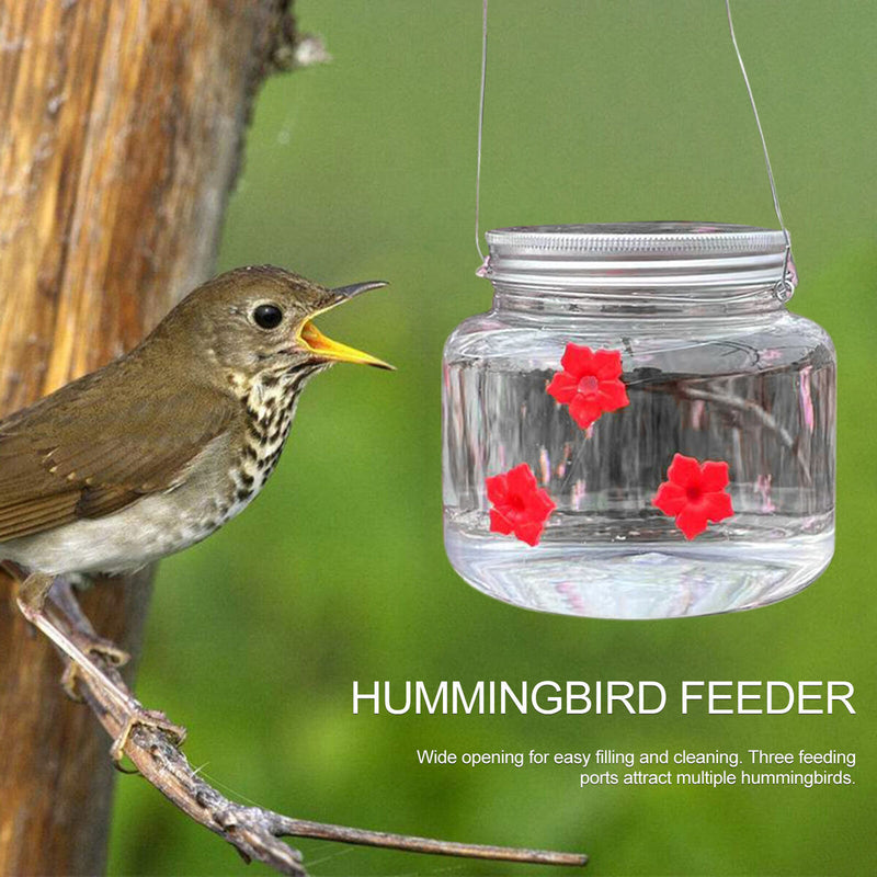 Bird Feeder Hanging Mason Jar Hummingbird Feeder for Patio Garden (Clear)