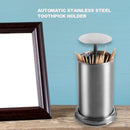 Stainless Steel Automatic Toothpick Holder Cotton Swab Box Home Table Decoration
