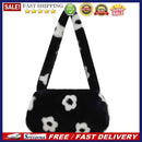 Women Flower Printing Shoulder Underarm Bag Cute Winter Plush Bag Small Purse