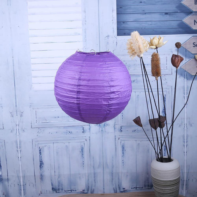4 inch Round Chinese Paper Lantern DIY Paper Ball Lamp Party Decor (Purple)