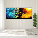 Sun Moon Tree Oil Paint By Numbers Kits Canvas Picture Wall Art DIY Craft Color