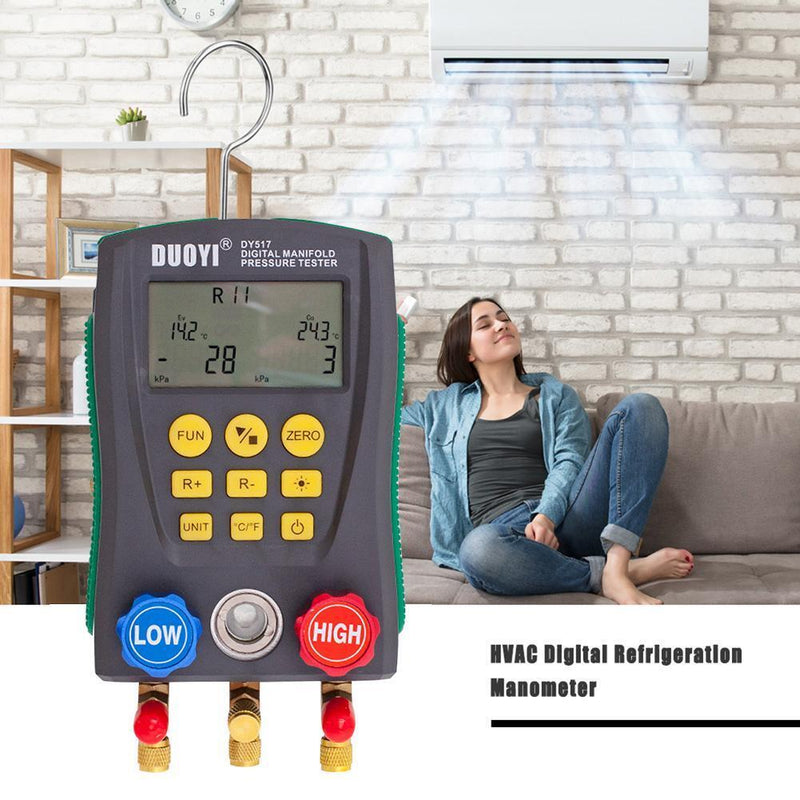 DY517 Pressure Gauge Refrigeration Digital Vacuum Pressure Manifold Tester