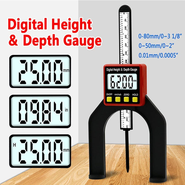 With Feet Digital Depth Gauge LCD Height Gauges Depth Gauges Groove Measurement