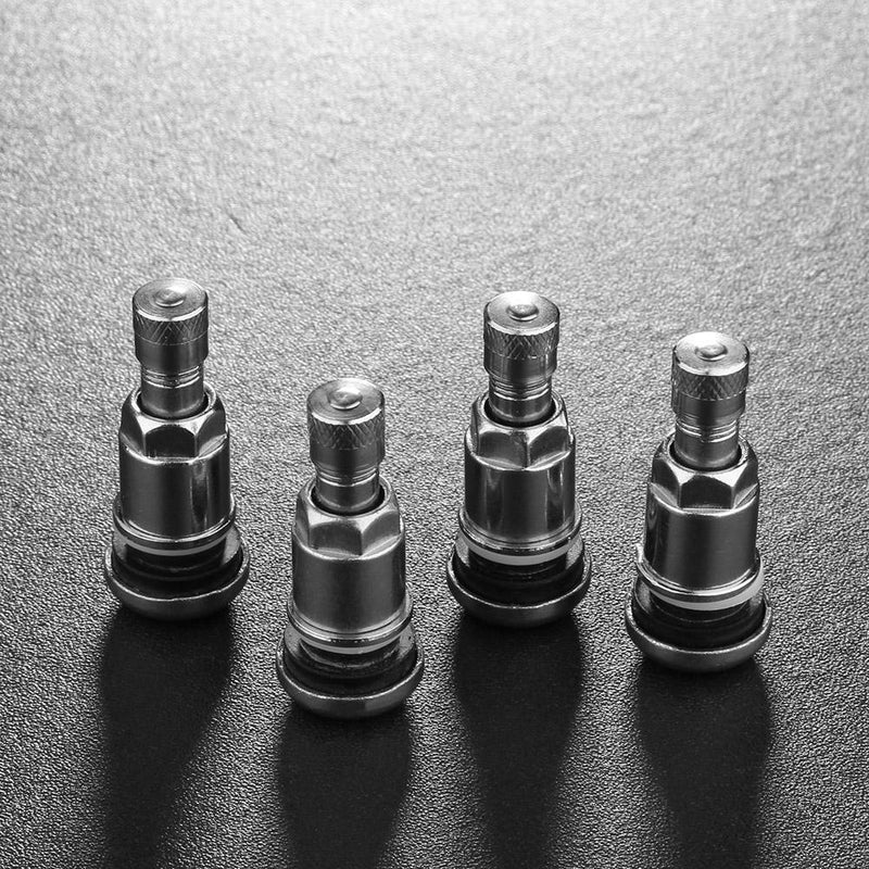 Bolt-in Stainless Steel Car Wheel Tire Valve Stems with Dust Caps (4pcs) Newly