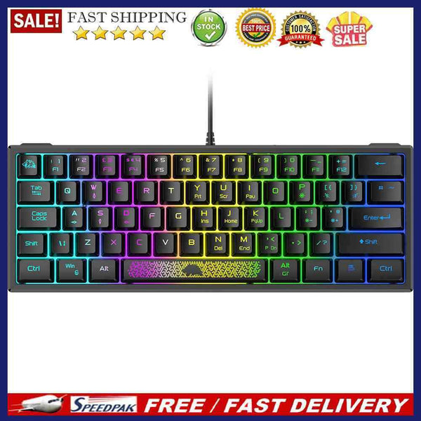 K61 Ergonomic Gaming Computer Laptop Office Keyboard 62 Keys RGB Wired Keyboard