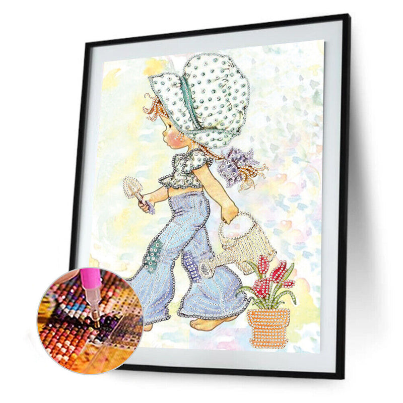 5D DIY Little Girl Partial Special Shape Drill Diamond Painting (YX369) Newly