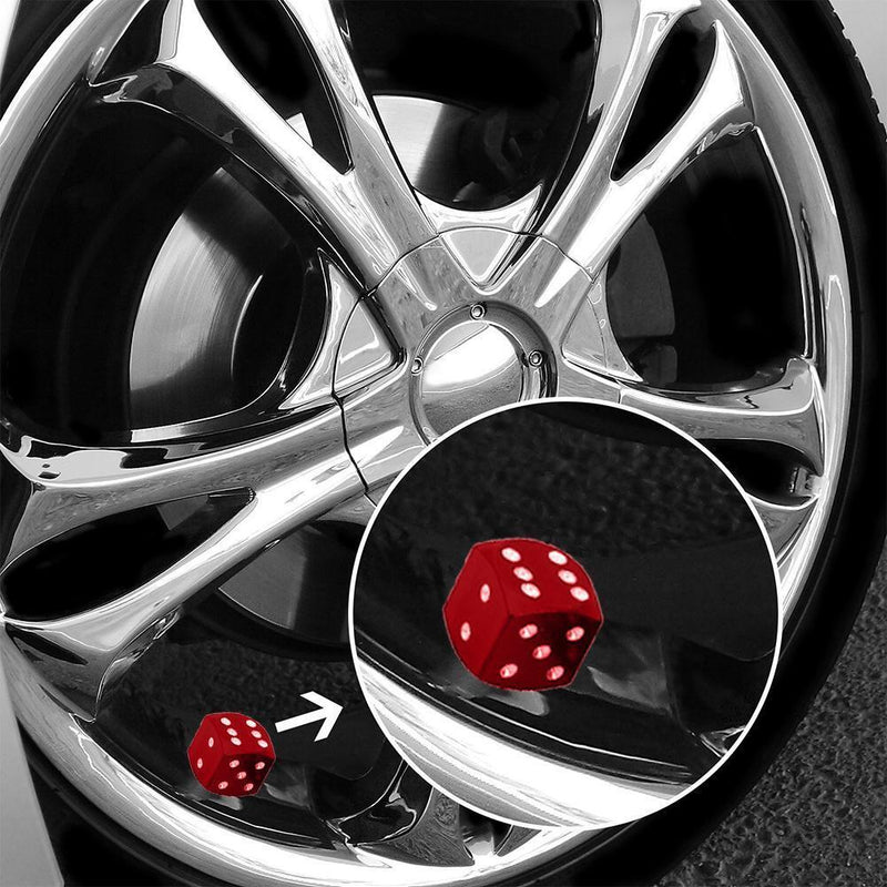 4pcs Dice Style Car Tire Wheel Tyre Caps Valve Stem Air Dust Covers Red Aluminum