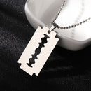 Punk Hip Hop Street Stainless Steel Dogtag Necklace Pendant Razor Blade Shaped