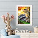 Full Round Diamond Painting Kit Racoon Cat Squirrel 5D Rhinestone Mosaic Pi