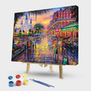 Painting By Numbers Kit DIY Street View Hand Painted Canvas Oil Art Picture
