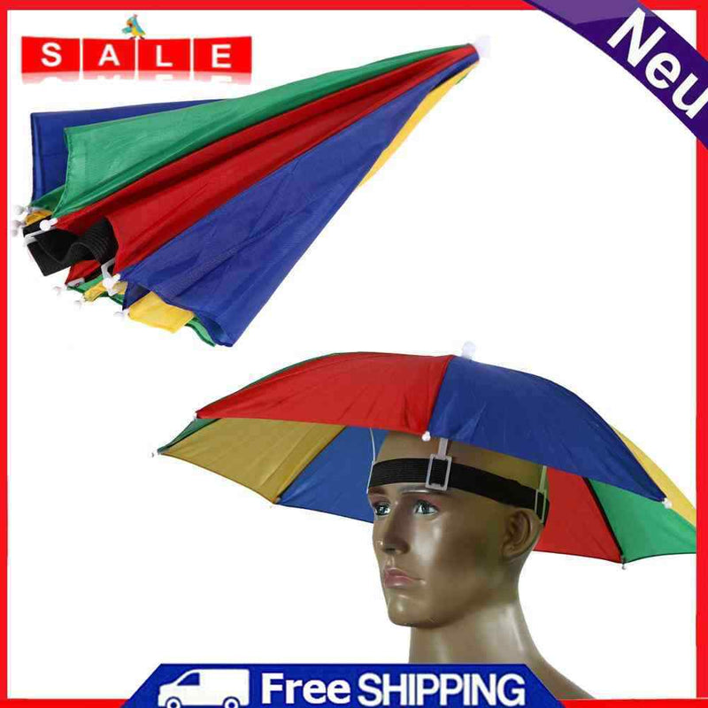 5pcs 55cm Foldable Umbrella Fishing Hiking Hat Camping Headwear (Colorful)