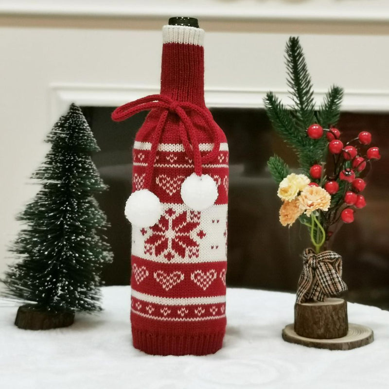Year Knitting Merry Christmas Wine Bottle Cover Xmas Decorations Stoppers Bag