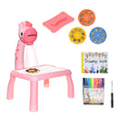 LED Projector Drawing Table Toys Writing Board with Music (Pink Giraffe) Newly