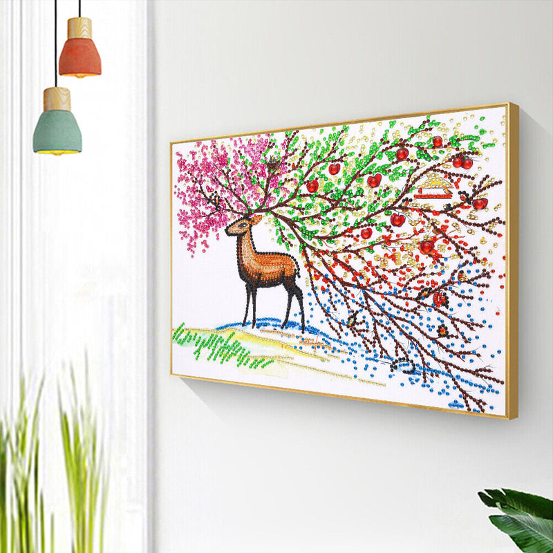 5D DIY Partial Special Shaped Drill Diamond Painting Elk Mosaic Kit Art Craft
