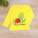 Cartoon Elephant Leaf Print Kid Boys Girl Long Sleeve T-Shirts (Yellow 3-4Y