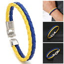 Fashion Ukraine Bracelets Braided Woven Leather Blue Yellow Ukrainian Wrist