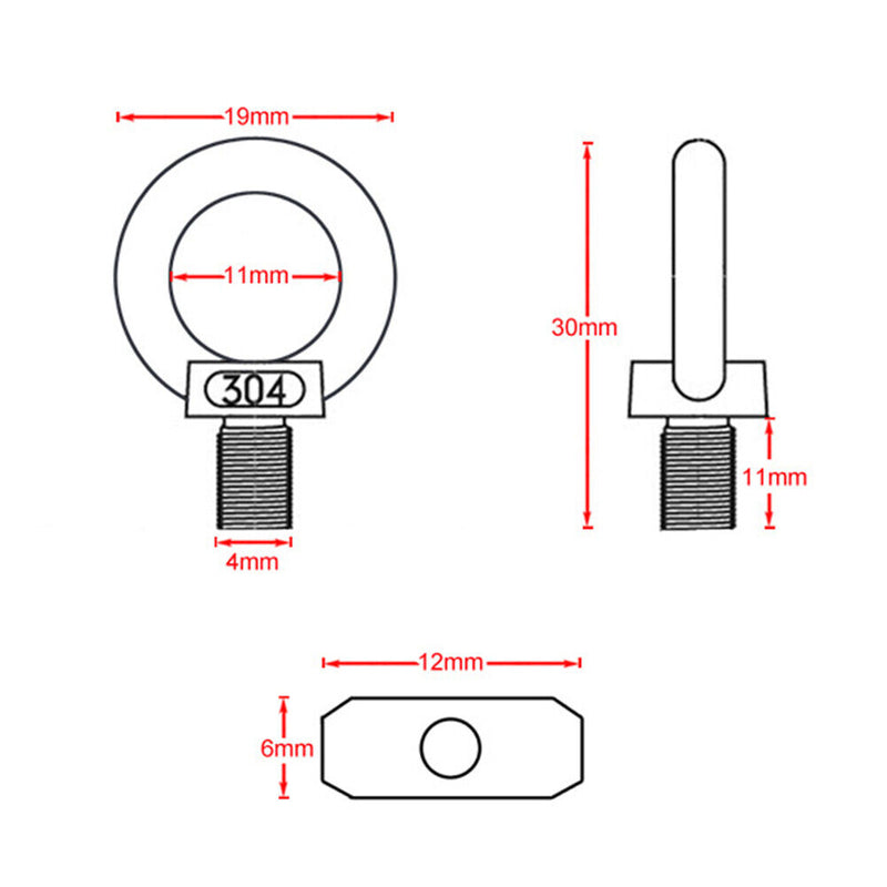 2pcs Lifting Eye Nut Fastener 304 Stainless Steel for Boat Caravan Camper A