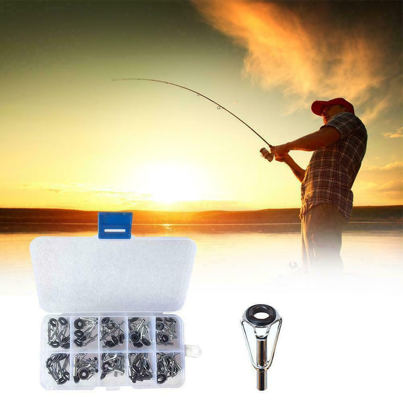 50PCS Ceramic Fishing Rod Guide Tips Top Eye Rings S3 Repair Kit H7 Line X5P8