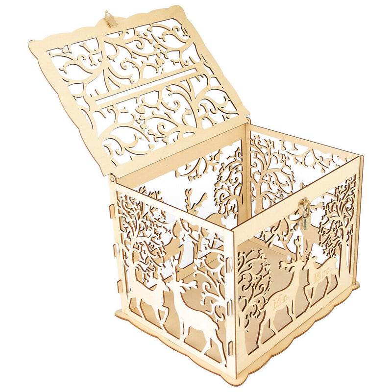 DIY Wooden Wedding Card Box Business Card Boxes Party Favor Decor (JM01367)