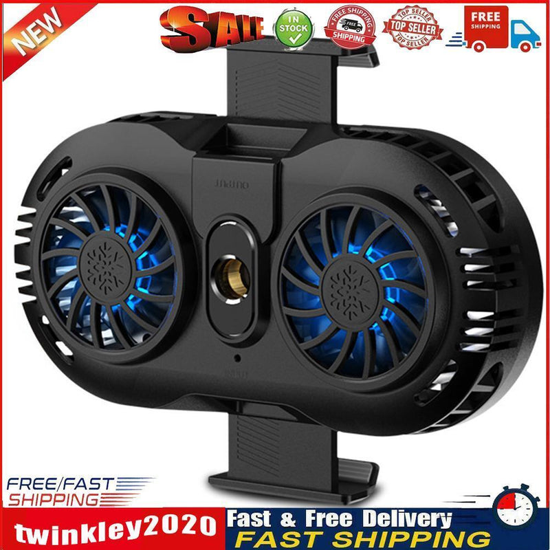 USB Phone Cooler Radiator Dual Fan Gaming Mobile Holder Heat Sink (Black) Newly